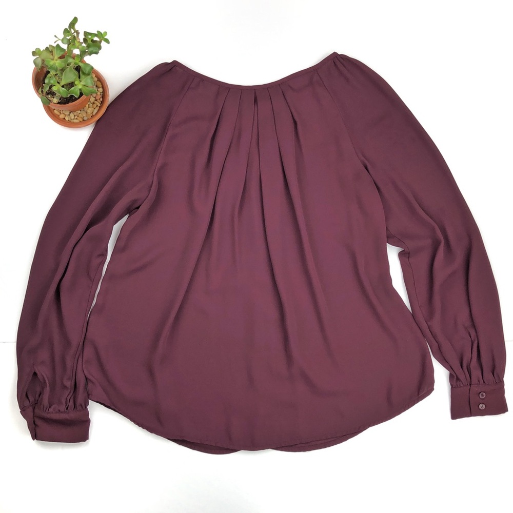 Boutique Boho Pleated Oversized Long Sleeve Blouse - Picture 3 of 8